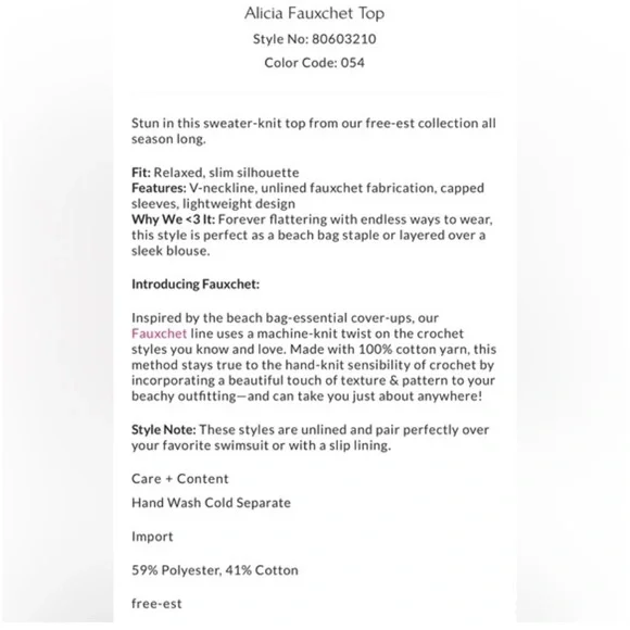 Free People Beach Alicia Fauxchet Top - Picture 5 of 10